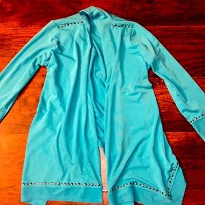 Cyrus Rhinestone Cardigan in Teal